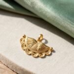 Antique Gold Textured Fan Crescent Pendant
