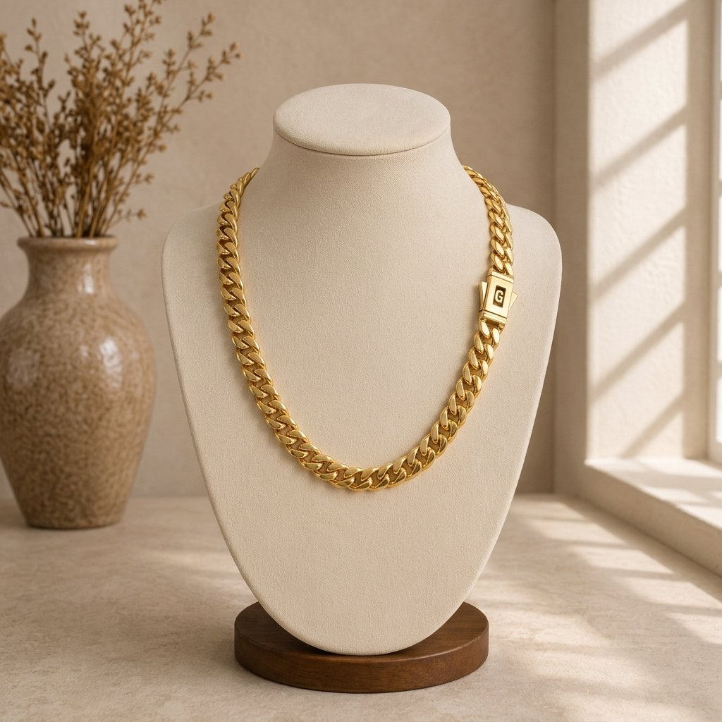 2 (2) Monaco Miami Cuban Link Gold Chain Necklace - Image 1