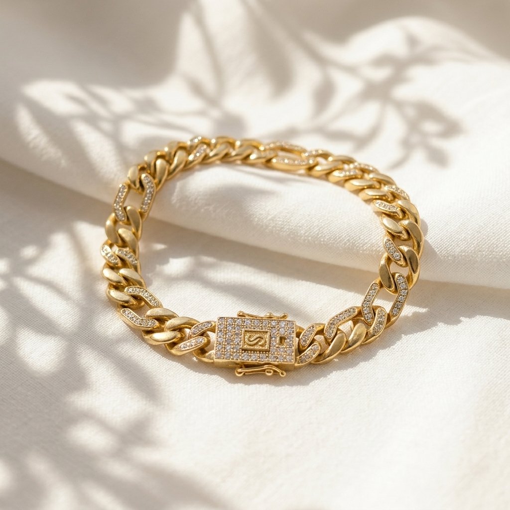 4 (1) Monaco Iced Miami Cuban Link Gold Bracelet - Image 1