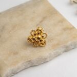 Traditional Gold Textured Floral Filigree Nose Pin - Image 2