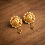 Antique Gold Meenakari Floral Dome Pendant Charms