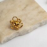 Traditional Gold Diamond-Cut Floral Statement Nose Pin - Image 2
