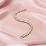 Women's Premium Gold Plated Marquise Cut Crystal Tennis Bracelet - Image 2