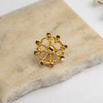 Traditional Gold Open-Work Floral Filigree Nose Pin - Image 2