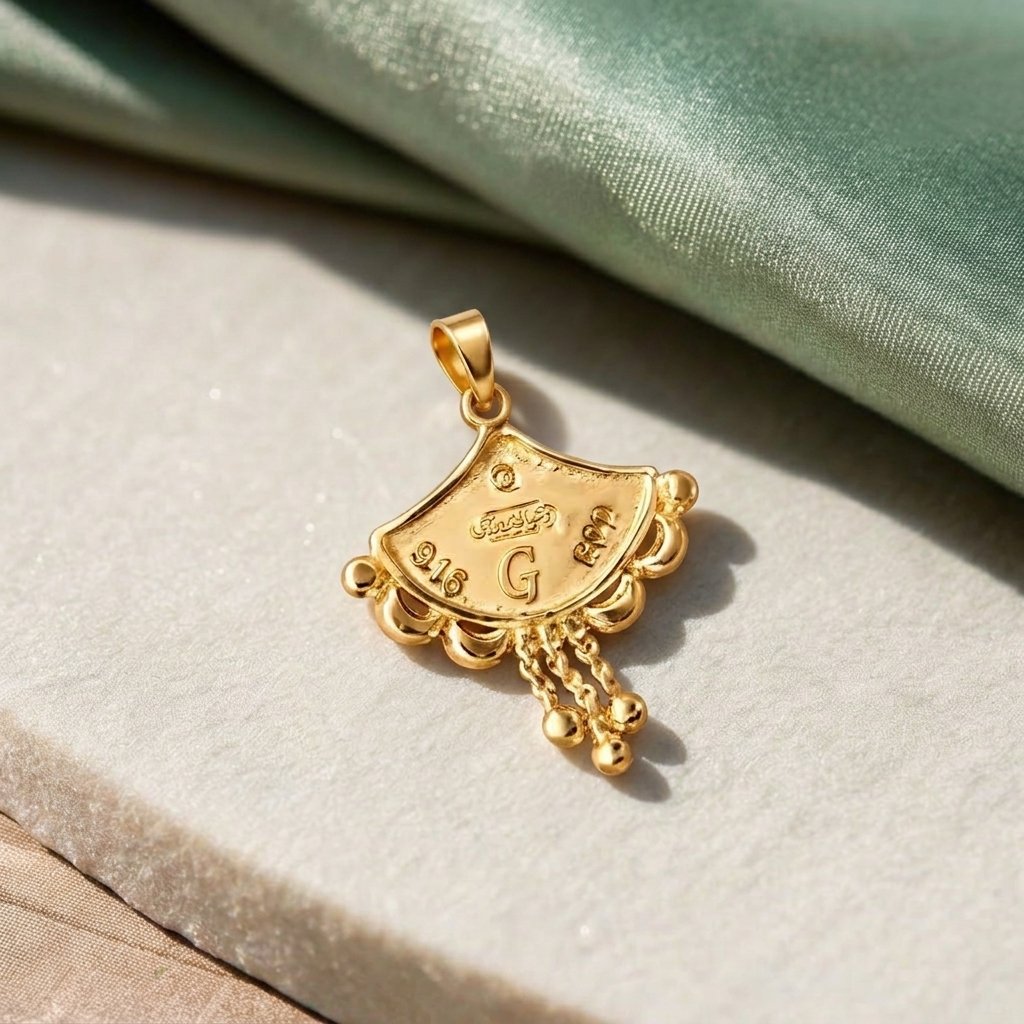 8 (1) Traditional Hallmark Gold Initial Pendant with Beaded Dangles - Image 1