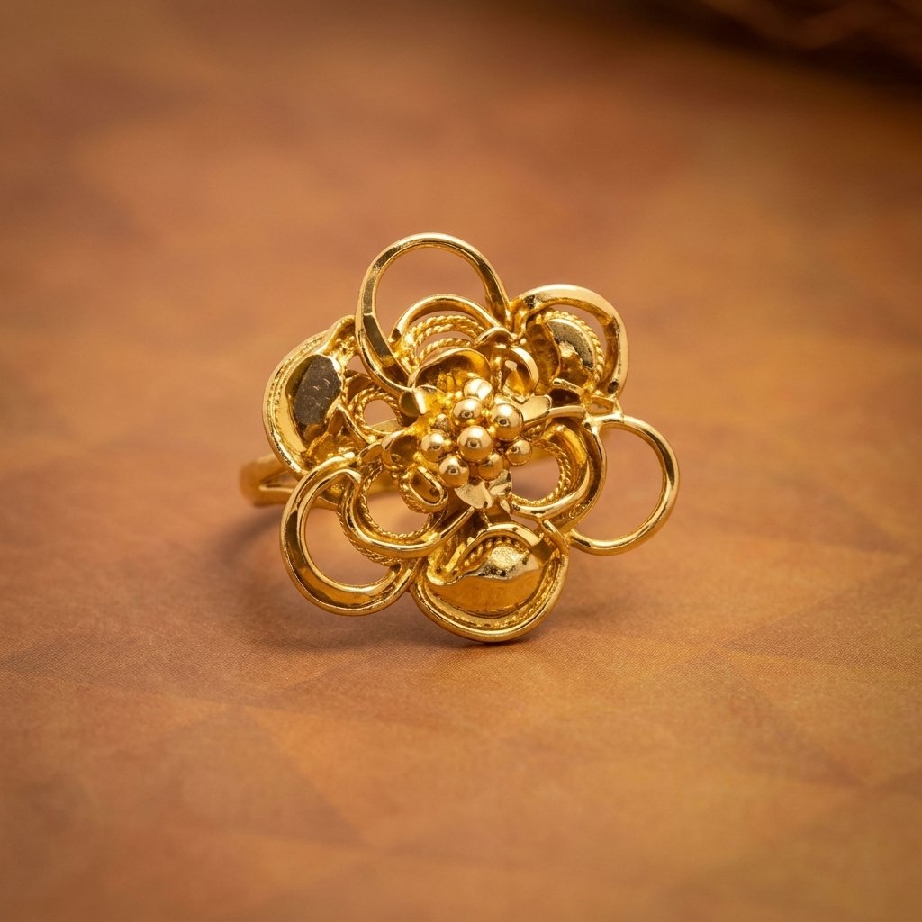8 (1) Traditional Gold Swirl Floral Statement Nose Pin - Image 1