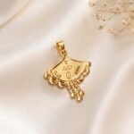 Traditional Hallmark Gold Initial Pendant with Beaded Dangles - Image 2