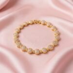 Women's Premium Gold Plated Alternating Pavé Circular Link Tennis Bracelet - Image 2