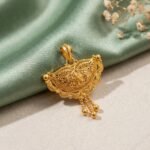 Antique Gold Floral Filigree Crescent Shield Pendant