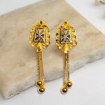 Elegant Gold Geometric Drop Earrings - Image 2