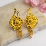 Traditional Paisley Gold Drop Earrings - Image 2