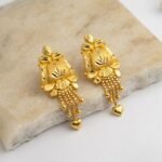 Elegant Gold Floral Drop Earrings - Image 2