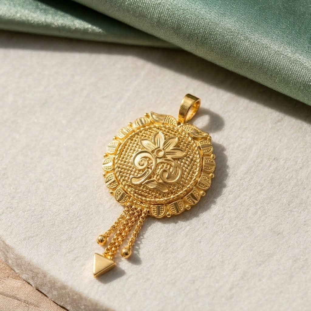 locket (1) Gold Floral Pendant - Image 1